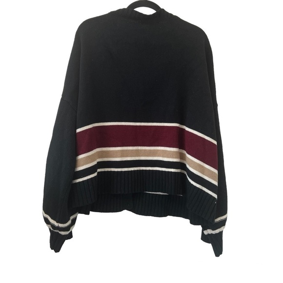 Grace Karin Black Maroon & Tan Cardigan Sweater - Picture 2 of 4